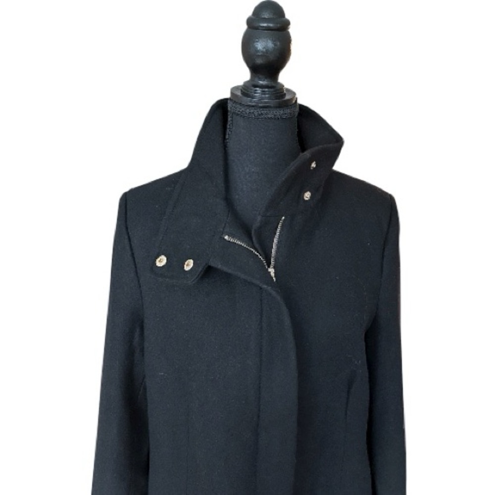 Le Chateau Classic Black Wool Blend Coat - Picture 3 of 7